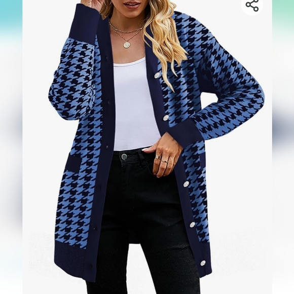 MEENEW v neck sweater dress, blue, size XL, new without tag - Picture 3 of 7